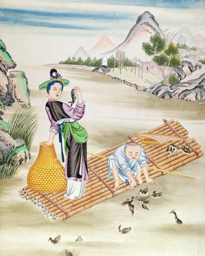 Chinesen benutzen Kormorane zum Fischfang von Chinese School