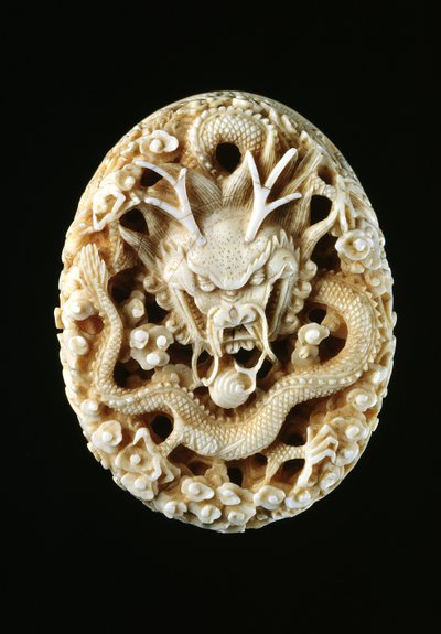 Kaiserliches Siegel mit einem Drachen, der eine Perle der Weisheit bewacht von Chinese School