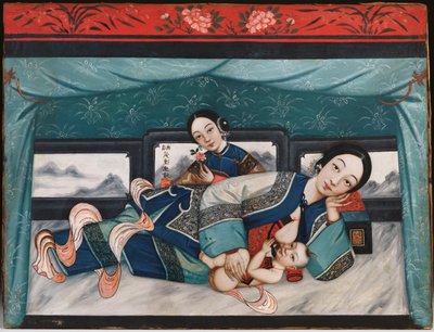 Stillende Mütter mit Babys und weiblicher Begleiterin, ca. 1870 von Chinese School
