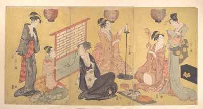 Geisha bei den Vorbereitungen für eine Unterhaltung von Chobunsai Eishi
