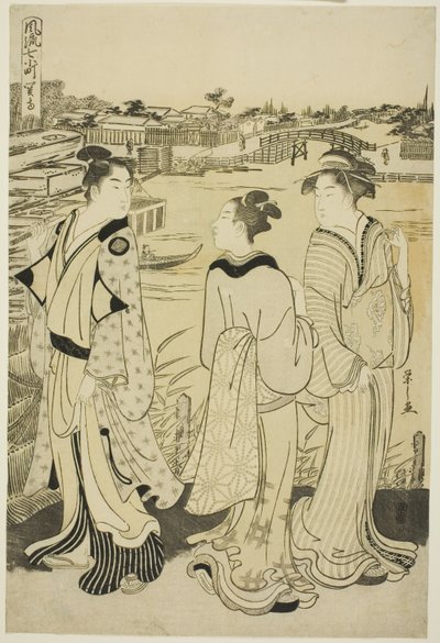 Ono no Komachi im Seki-Tempel, aus der Serie Die modischen sieben Komachi (Furyu nana Komachi) von Chobunsai Eishi