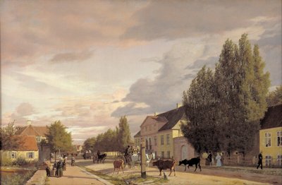 Straßenszene in Østerbro bei Kopenhagen. Morgenlicht von Christen Købke