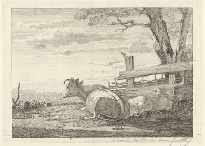Ruhendes Vieh in einer Landschaft von Christiaan Godfried Schutze van Houten