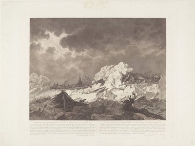 Ansicht des Eises, das sich am 22. Februar 1799 in Vuren bei Gorcum anhäufte von Christiaan Josi