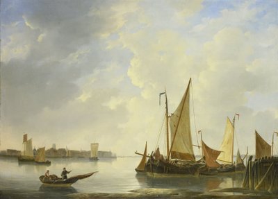 Ansicht von Dordrecht von Papendrecht aus gesehen von Christiaan Lodewijk Willem Dreibholtz