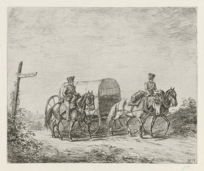 Zwei Soldaten zu Pferd unterwegs von Christiaan Wilhelmus Moorrees