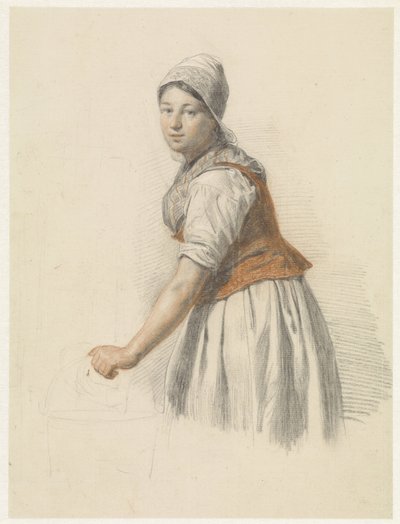 Stehende Frau mit Eimer, nach links von Christiaan van Geelen jr.