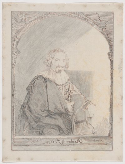 Studie für das Porträt eines Mannes in einem Sessel, aus der Sammlung von Nachahmungen von Zeichnungen nach den Hauptmeistern der Holländer und Flamen von Christian Josi