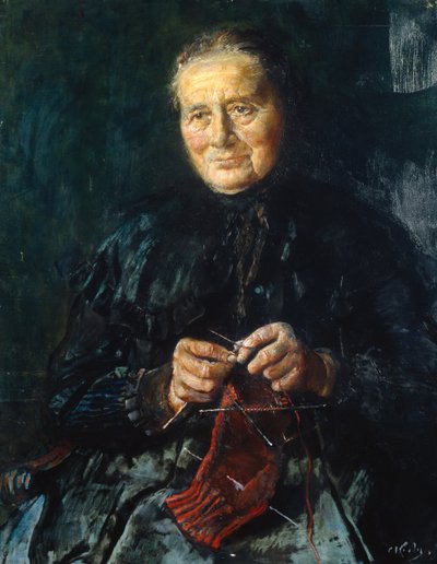 Strickende Frau von Christian Krohg