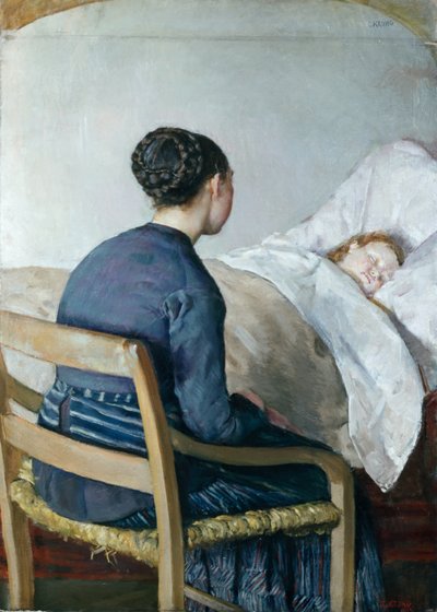 Mutter am Krankenbett ihres Kindes von Christian Krohg