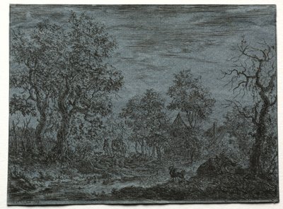 Ein kleiner Fluss im Vordergrund mit einer Kuh und einer Ziege, 1744 von Christian Ludwig von Hagedorn