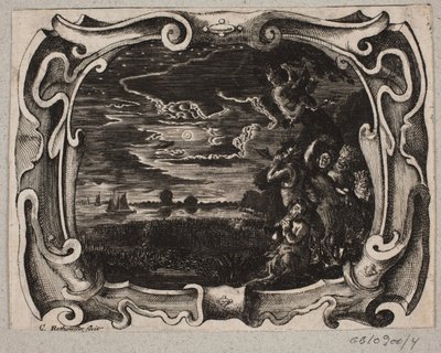 Emblem mit Satyrn bei einem Baum in der Nacht von Christian Rothgiesser