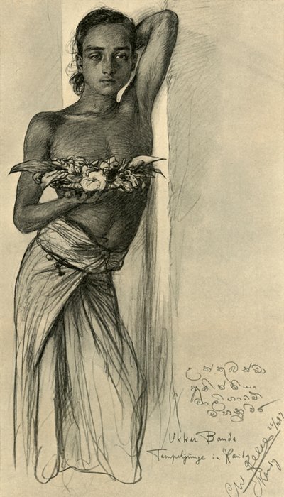 Ukku Banda, junger Mann in einem Tempel, Kandy, Ceylon, 1898 von Christian Wilhelm Allers