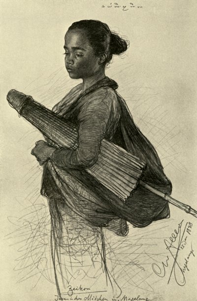 Junge Frau mit Sonnenschirm, Magalang, Java, 1898 von Christian Wilhelm Allers