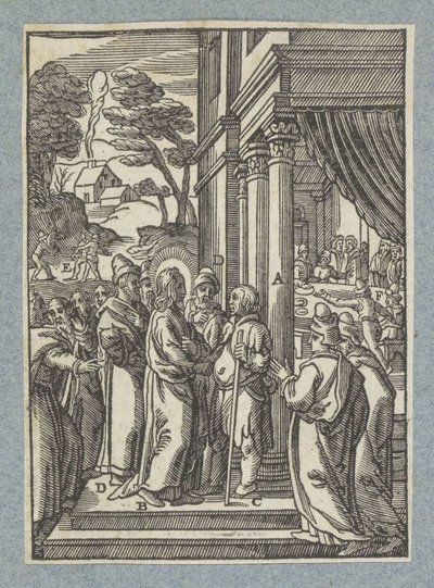 Christus heilt einen Mann mit Wassersucht am Sabbat von Christoffel van Sichem (II)