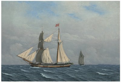 Ein Segelboot mit vollen Segeln von Christoffer Wilhelm Eckersberg