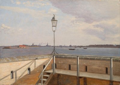 Blick von der Trekroner Batterie mit Kopenhagen in der Ferne von Christoffer Wilhelm Eckersberg