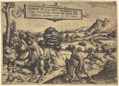 Allegorie von "Hochmut kommt vor dem Fall...": Ein Herr und eine Dame zu Pferd von Christoph Bockstorfer