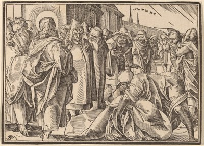 Der Gelähmte, geheilt von Christus, nimmt seine Matte auf von Christoph Murer