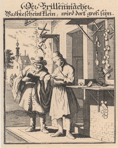 Brillenmacher aus Abbildung der gemein-nützlichen Haupt-Stände, 1698 von Christoph Weigel the Elder