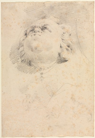 Skizze eines Kopfes nach Giambolognas Neptunbrunnen, ca. 1654 von Christophe Veyrier