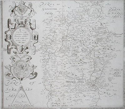 Karte von Wiltshire, gestochen von William Web, veröffentlicht 1645 von Christopher (after) Saxton