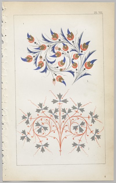 Die Kunst des dekorativen Designs: mit einem Anhang, der die Stunden des Tages angibt, zu denen Blumen öffnen, veröffentlicht von Day & Son, London, 1862 von Christopher Dresser