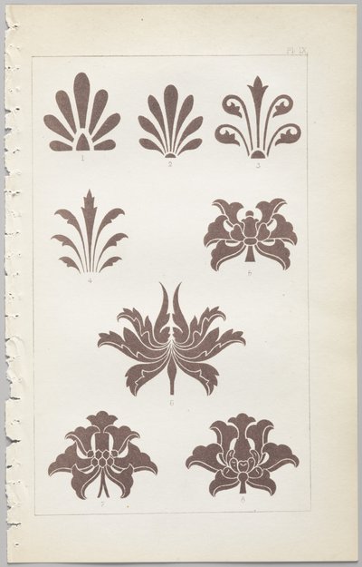 Die Kunst des dekorativen Designs: mit einem Anhang, der die Stunden des Tages angibt, zu denen Blumen öffnen, veröffentlicht von Day & Son, London, 1862 von Christopher Dresser