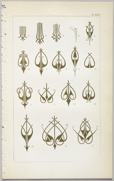 Die Kunst des dekorativen Designs: mit einem Anhang, der die Stunden des Tages angibt, zu denen Blumen öffnen, veröffentlicht von Day & Son, London, 1862 von Christopher Dresser