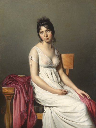 Porträt einer jungen Frau von Circle of Jacques Louis David