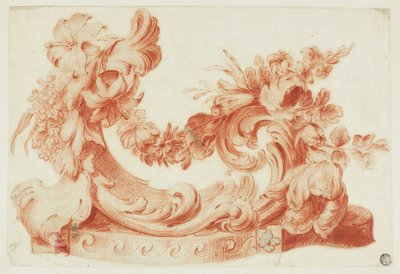 Ornamentales Design mit Blumen von Circle of Jean Baptiste Pillement
