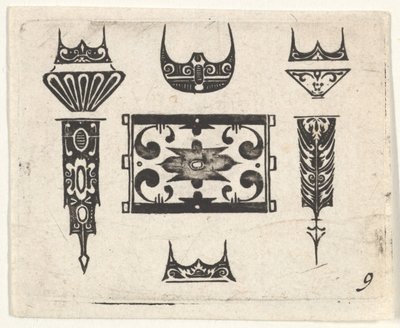 Schwarzarbeit-Druck mit neun Motiven (ca. 1620) von Claes Jansz Visscher