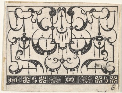 Schwarzarbeit-Druck mit einem Schweifwerk-Muster, ca. 1620 von Claes Jansz Visscher