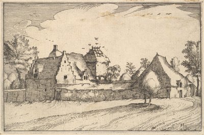 Ummauerter Bauernhof, Platte 11 aus Regiunculae et Villae Aliquot Ducatus Brabantiae von Claes Jansz Visscher