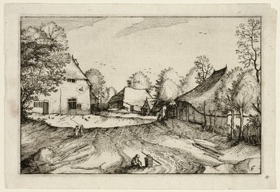 Der Schwanenwirt, Platte sechs nach Bilder von Bauernhöfen, Landhäusern und rustikalen Dörfern (Praediorum villarum et rusticarum casularum icones) von Claes Jansz. Visscher II