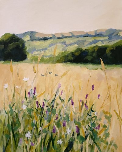 Wildblumenfeldhügel von Claire Whitehead