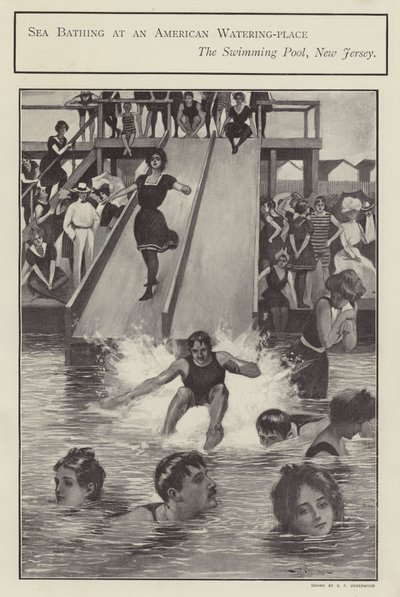 Seebaden in einem Schwimmbad in New Jersey, USA von Clarence F. Underwood
