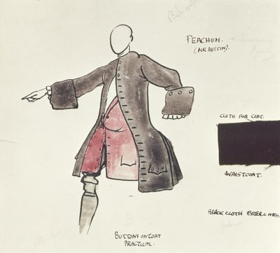 Kostümentwurf für Peacham in Die Bettleroper, 1921 von Claud Lovat Fraser