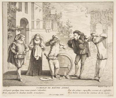 Der Tod von Maitre Andre von Claude Gillot, Jacques Gabriel Huquier