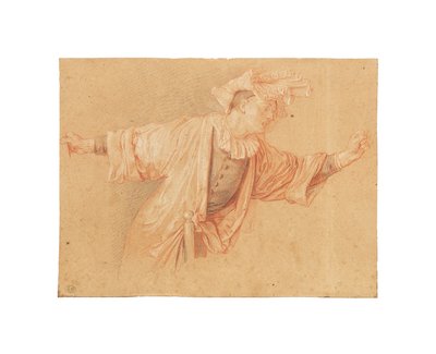 Studie für Scaramouche, seine Arme ausgestreckt, ca. 1707 von Claude Gillot
