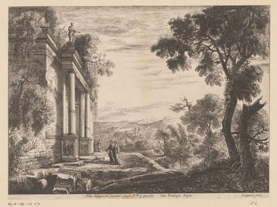 Landschaft mit Figuren vor einer antiken Ruine von Claude Goyrand