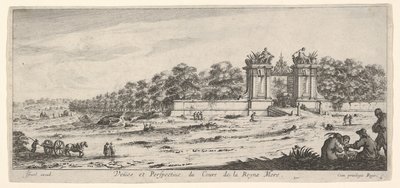 Ansicht des Tores der Residenz der Königinmutter, aus der Serie Ansichten und neue..., ca. 1644 von Claude Goyrand