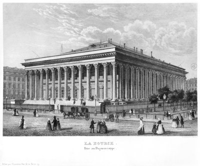 Die Börse und das Handelsgericht, Paris, nach einem Daguerreotyp, ca. 1840 von Claude Hilaire Alphonse Chamouin