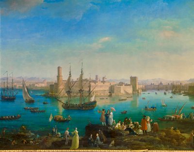 Der Eingang des Hafens von Marseille im Jahr 1754 (Detail) von Claude Joseph Vernet
