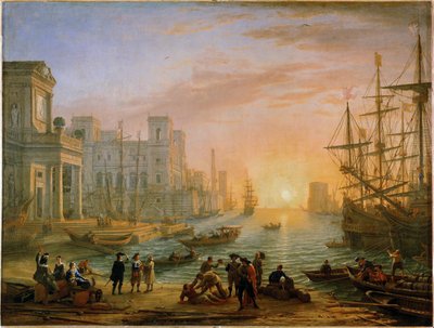 Meereshafen, Sonnenuntergang von Claude Lorrain (1600-82)
