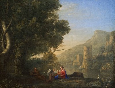 Landschaft mit der Rast auf der Flucht nach Ägypten von Claude Lorrain