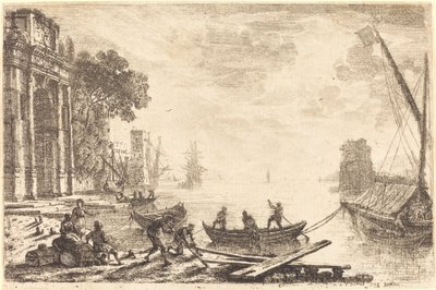 Hafenszene mit aufgehender Sonne (Le soleil levant) von Claude Lorrain