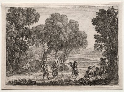Landschaft mit einem Bauerntanz (Kleine Tafel) von Claude Lorrain