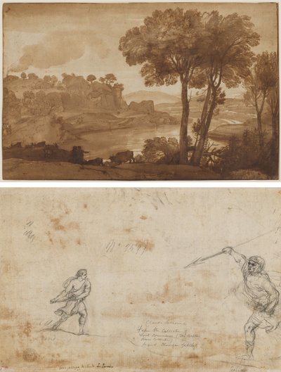 Ansicht der Acqua Acetosa (recto); David und Goliath (verso) von Claude Lorrain