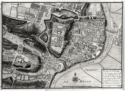 Atlas 131 F fol.8 Karte von Saintes, Hauptstadt von Saintonge, aus Receuil des Plans de Saintonge, 1716 von Claude Masse